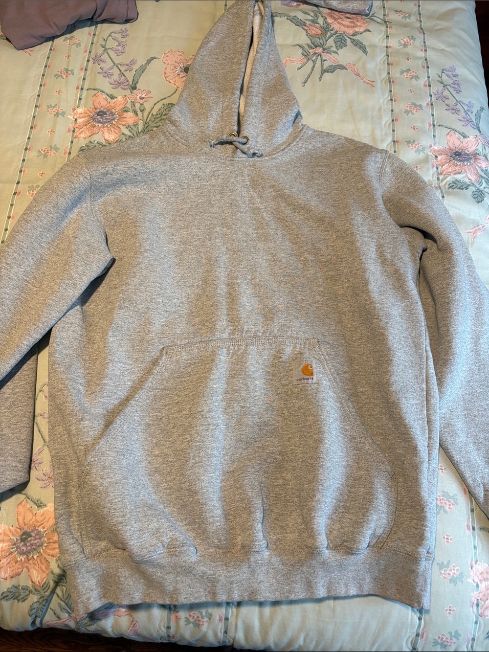 Carhartt Gray Crewneck Hooded Sweatshirt with Logo Patch